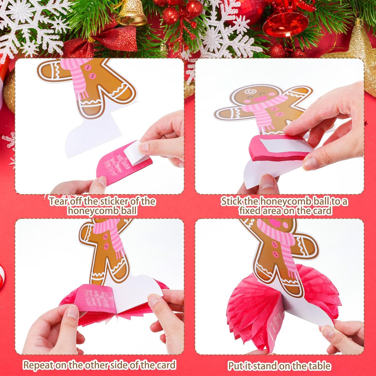 Poen 12 Pcs Gingerbread Man Honeycomb Centerpieces