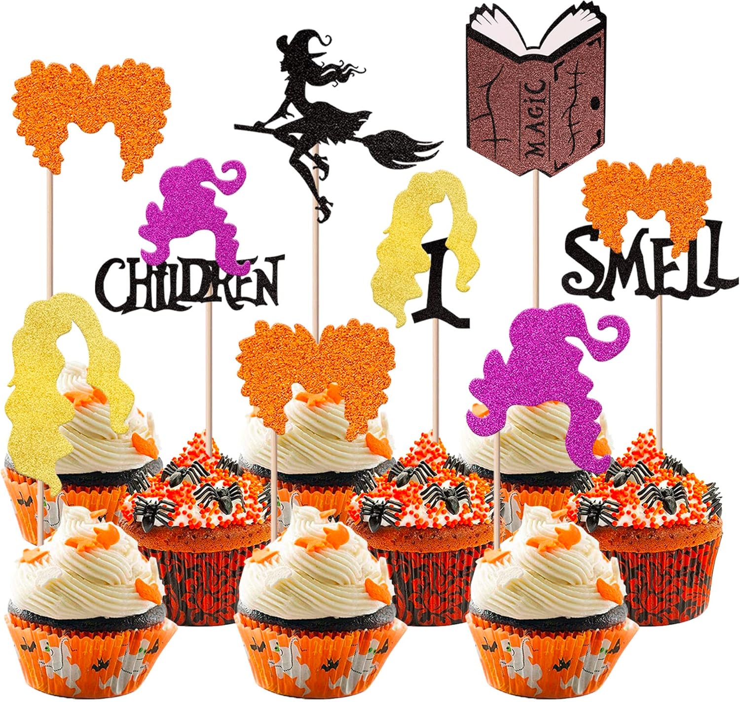 32 Pack Hocus Pocus Cupcake Toppers Halloween Decorations