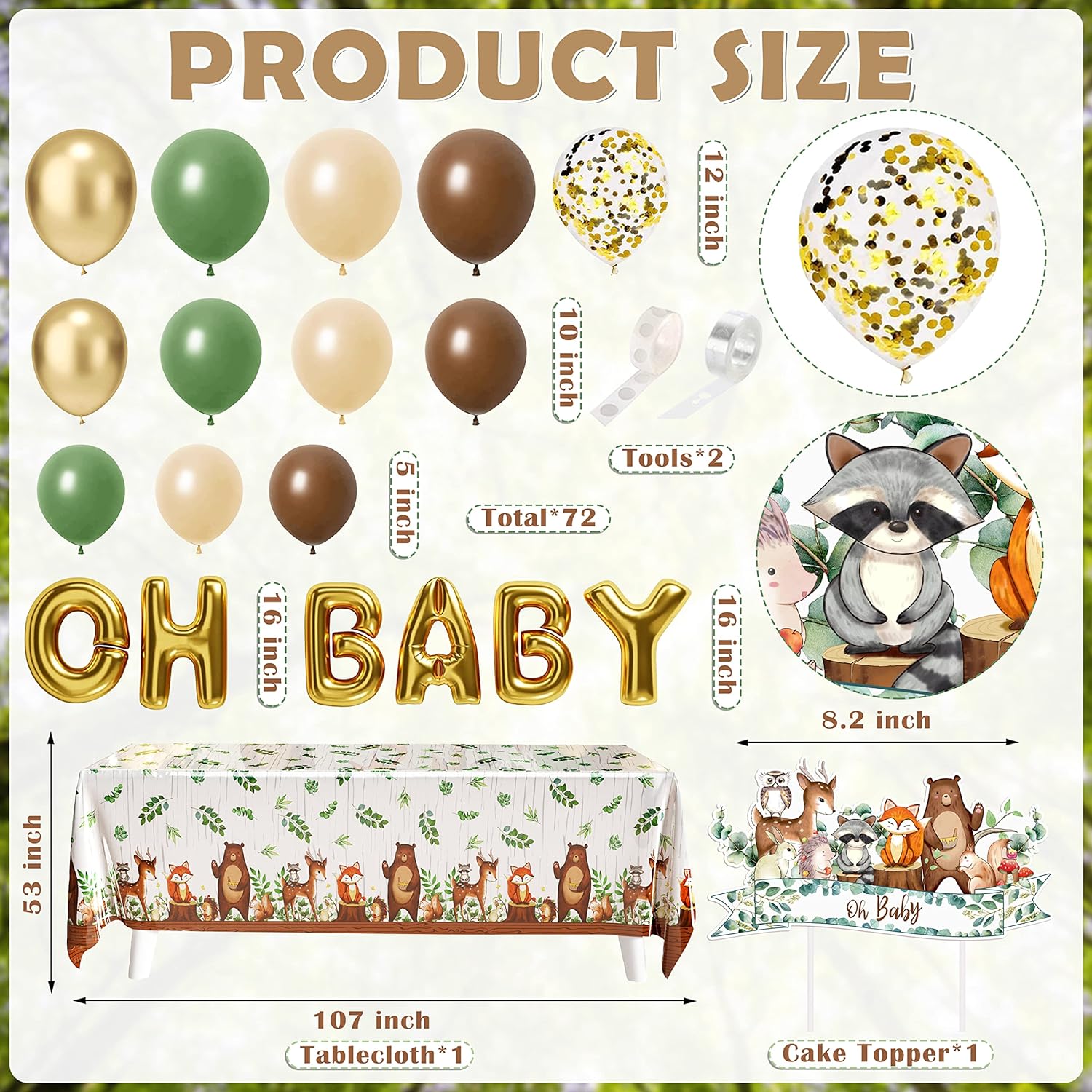 BORAMDO Woodland Animals Baby Shower Decoration Pack