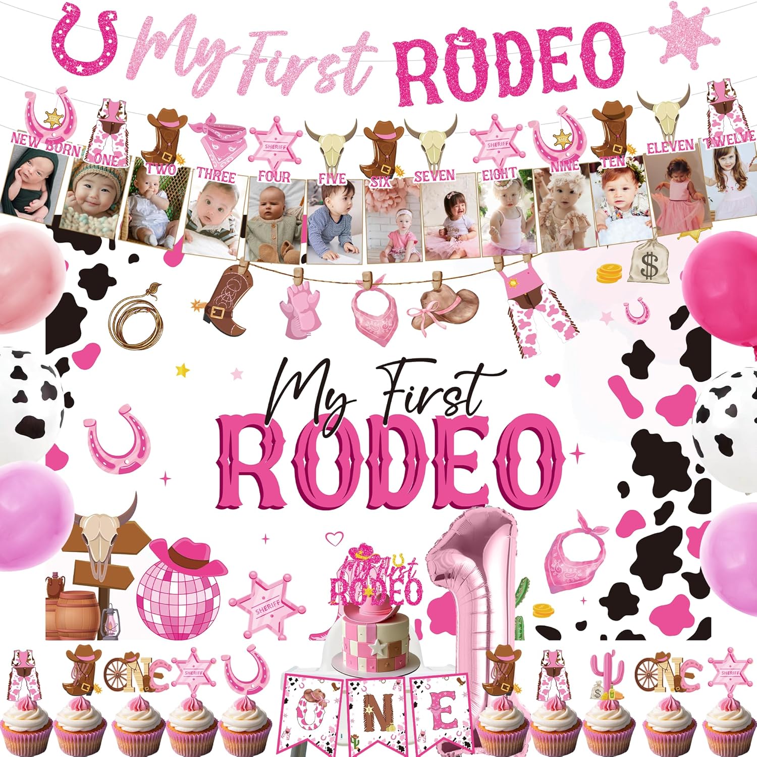 Gameza My First Rodeo Birthday Decorations for Girls