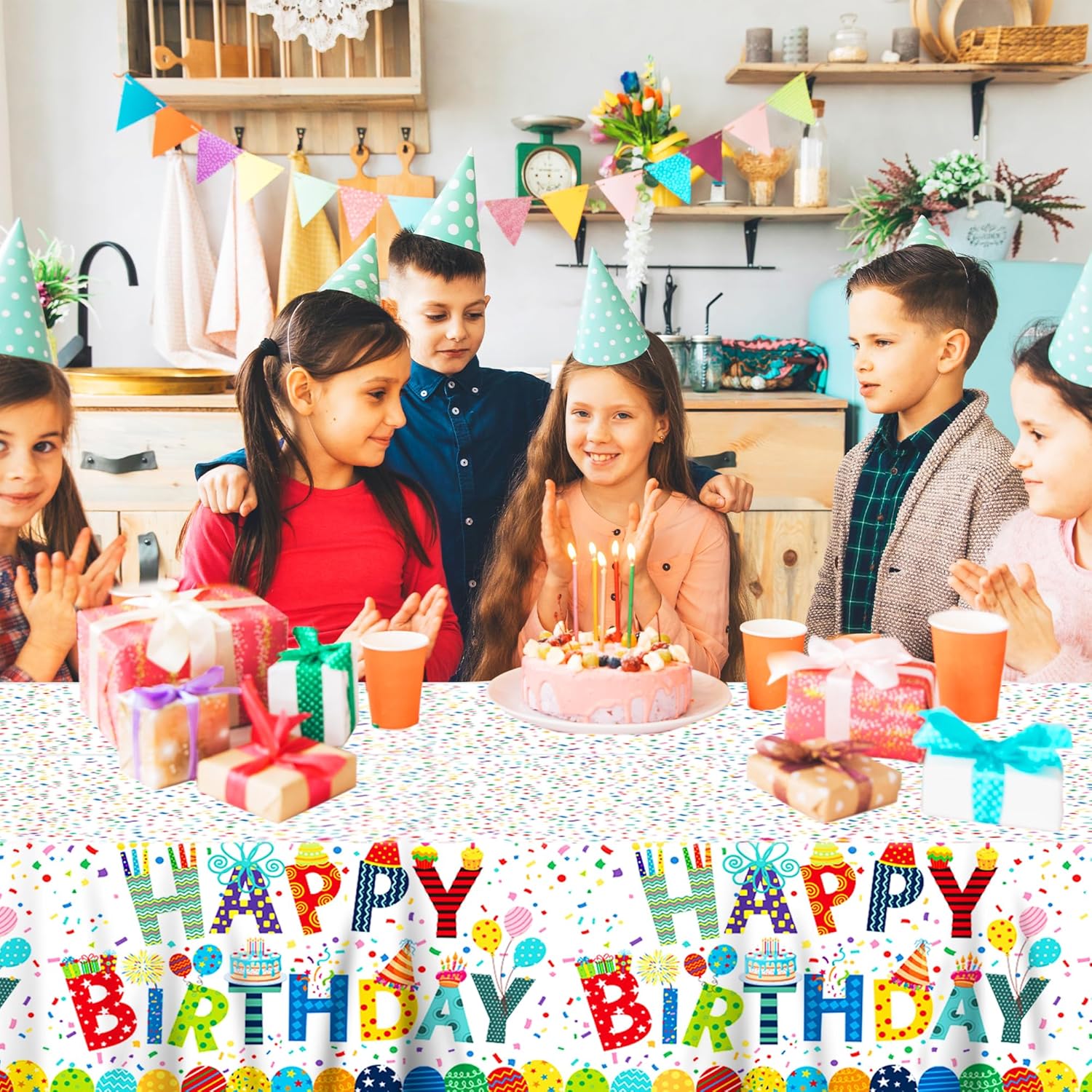 2Pcs Colorful Birthday Plastic Table Covers