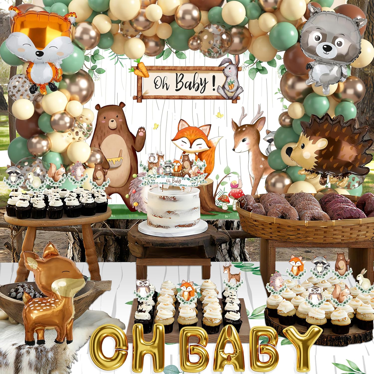 BORAMDO Woodland Animals Baby Shower Decoration Pack