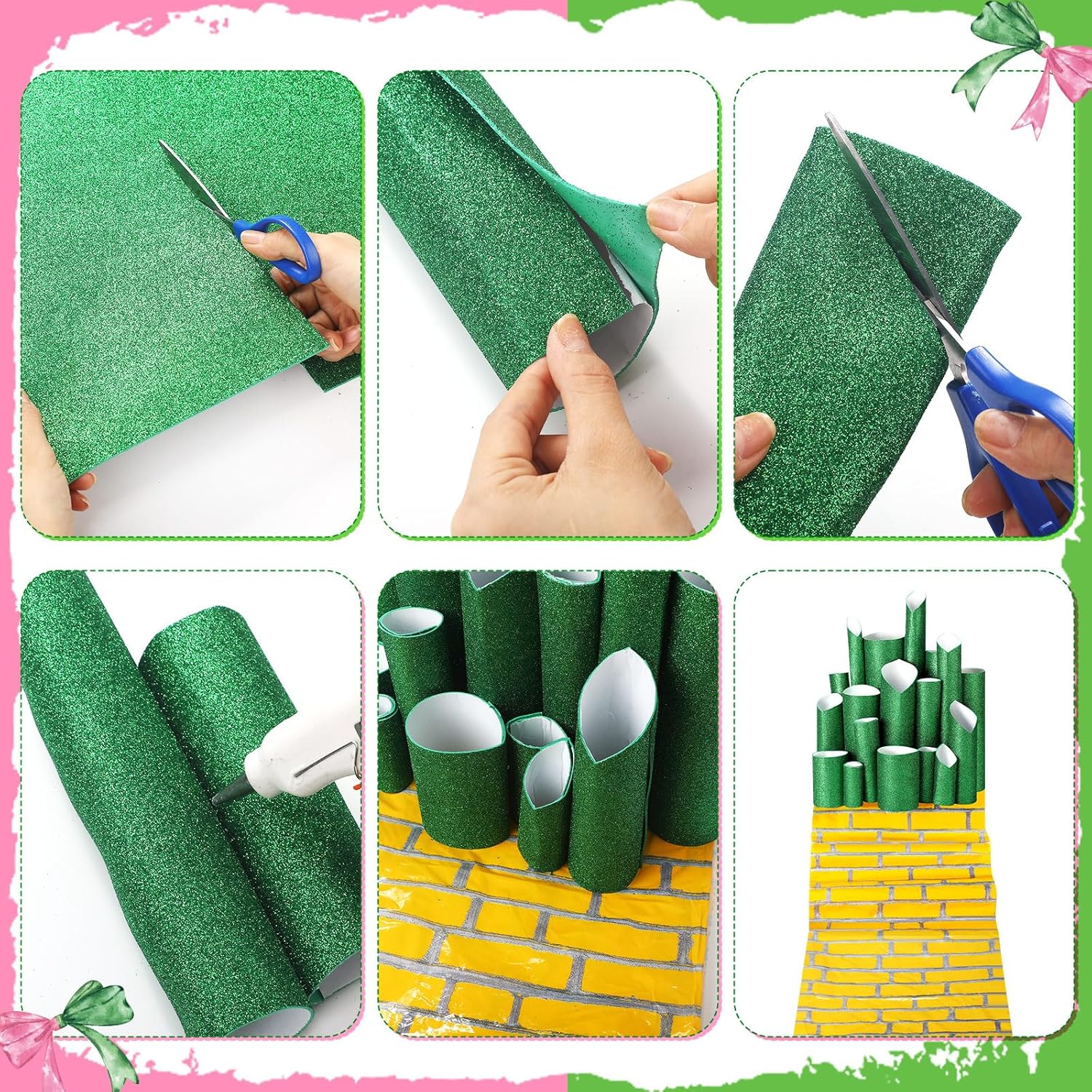 6 Pcs Wizard Party Decorations DIY Green Castle Backdrop