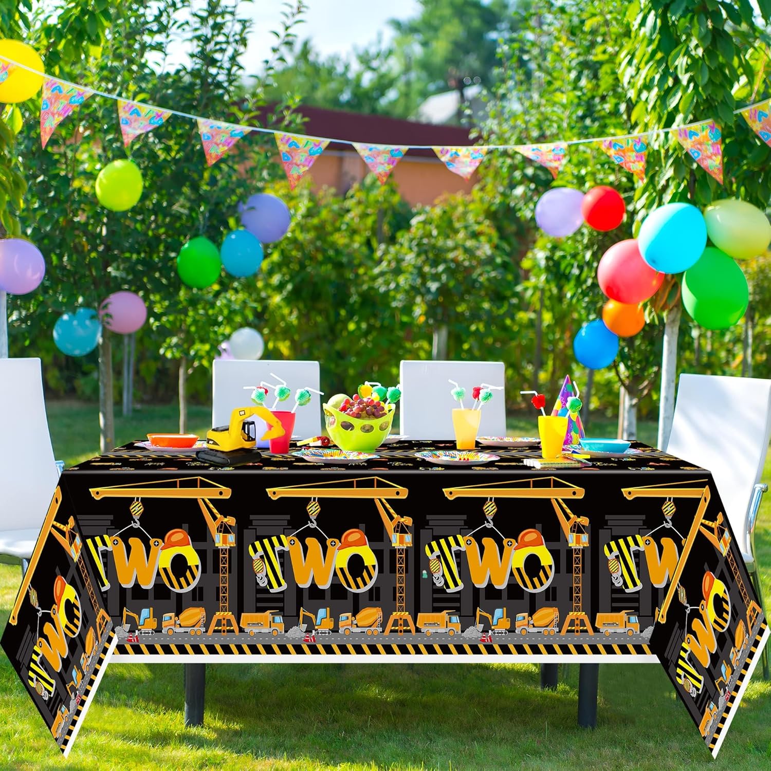 3Pcs Construction Themed Tablecloths - Dump Truck Birthday Decor