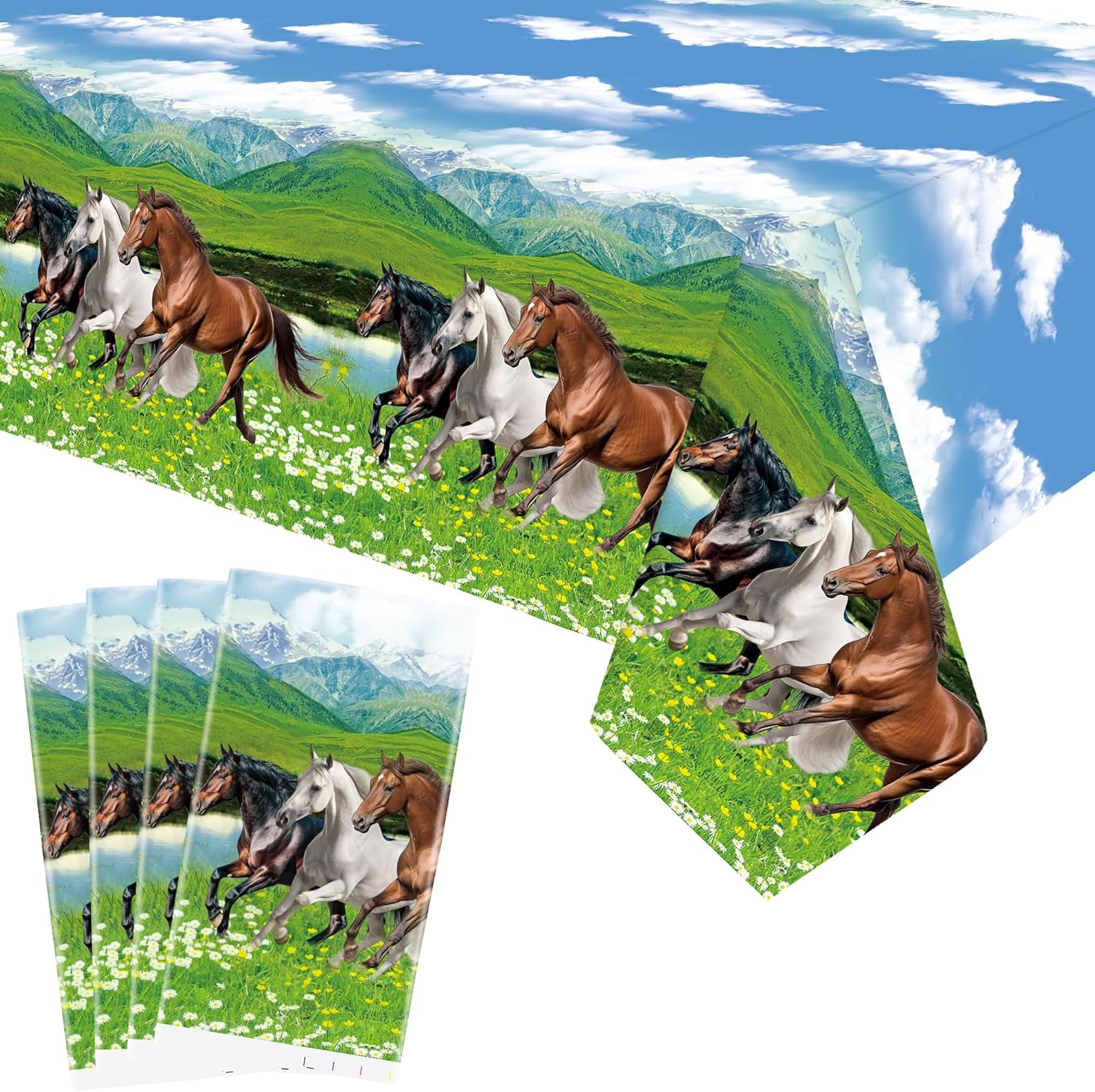 4 Pack Horse Themed Tablecloths for Parties