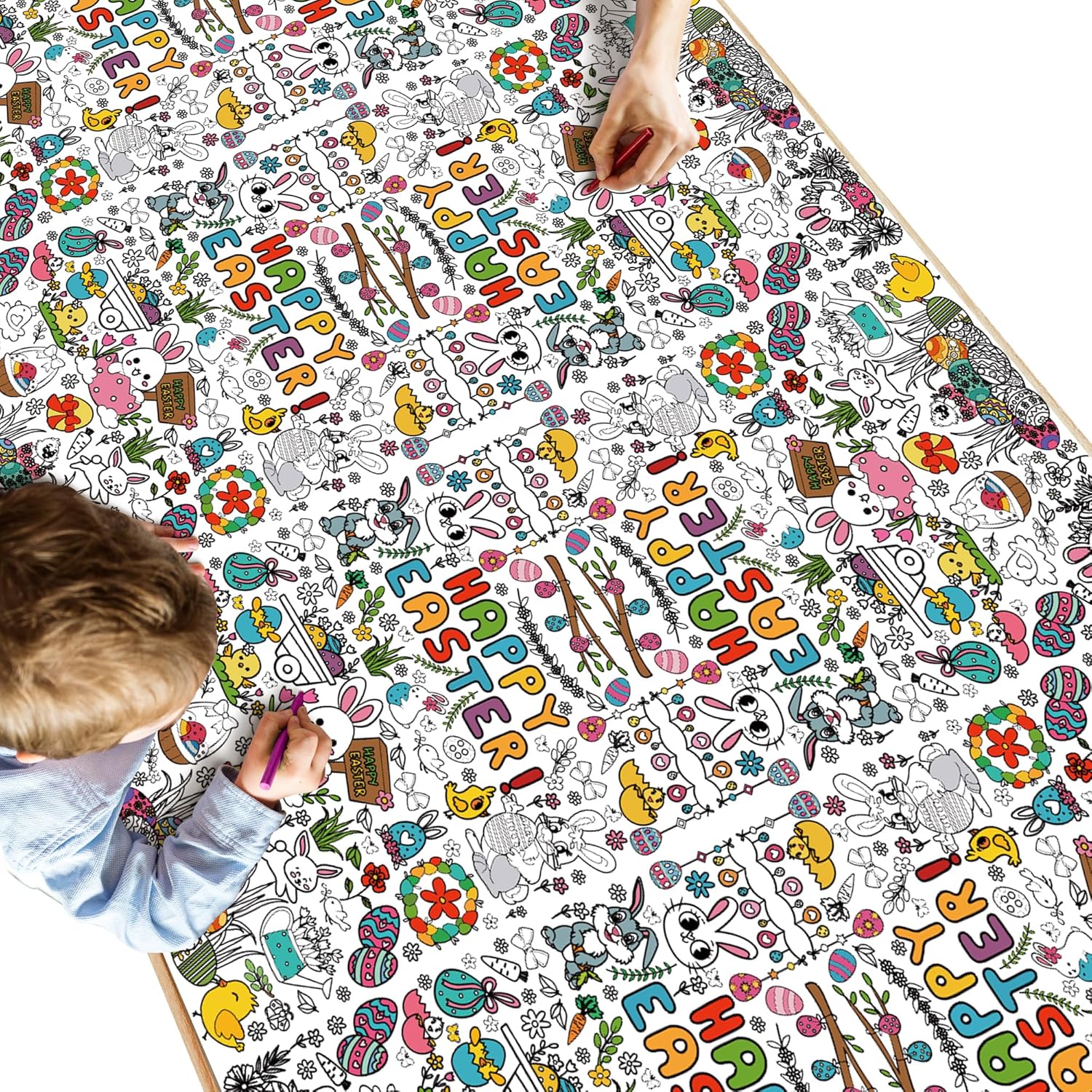 OHOME Easter Coloring Tablecloth 54x88 Inches