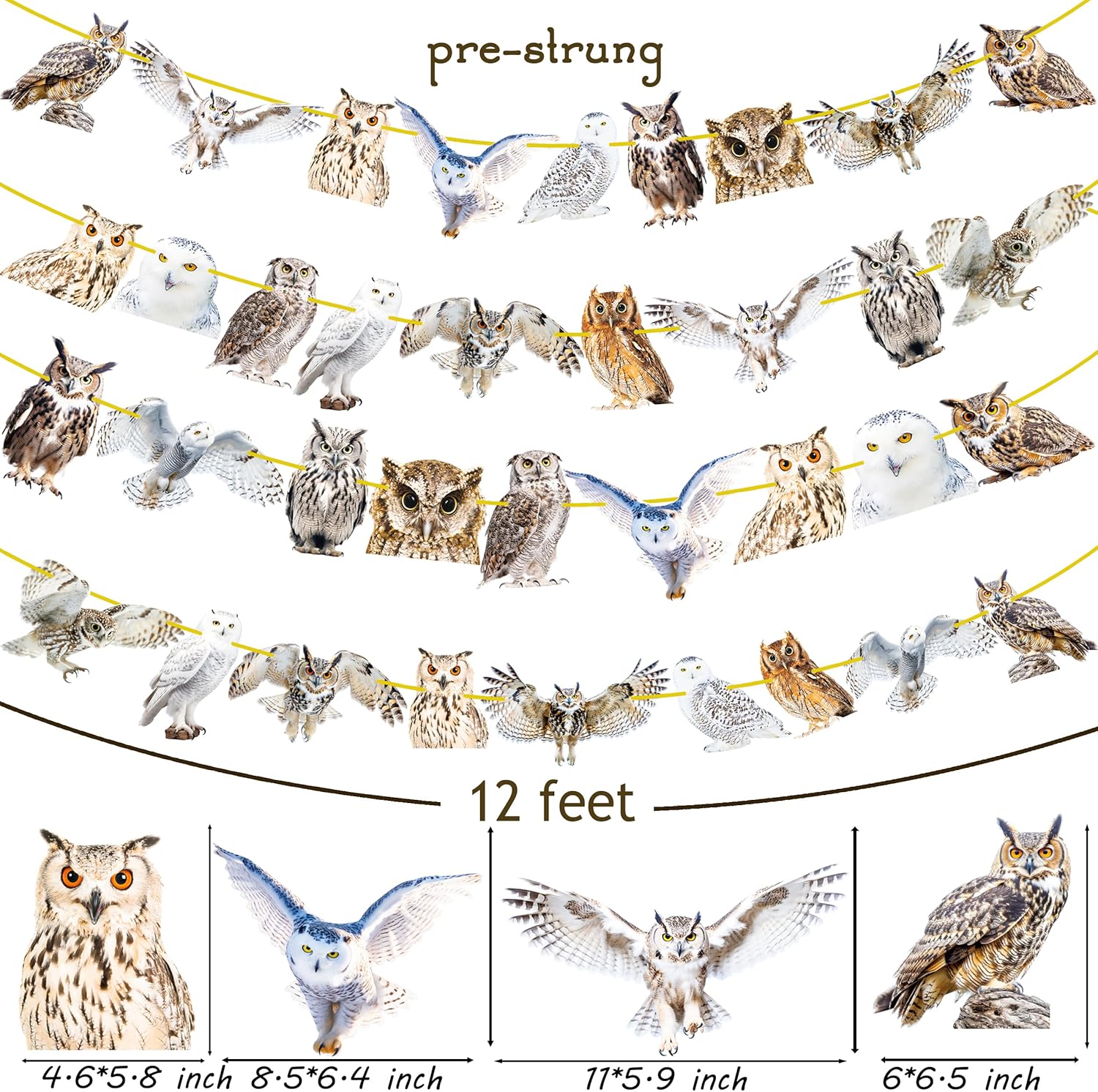 4pcs Owl Theme Banners for Party Decorations