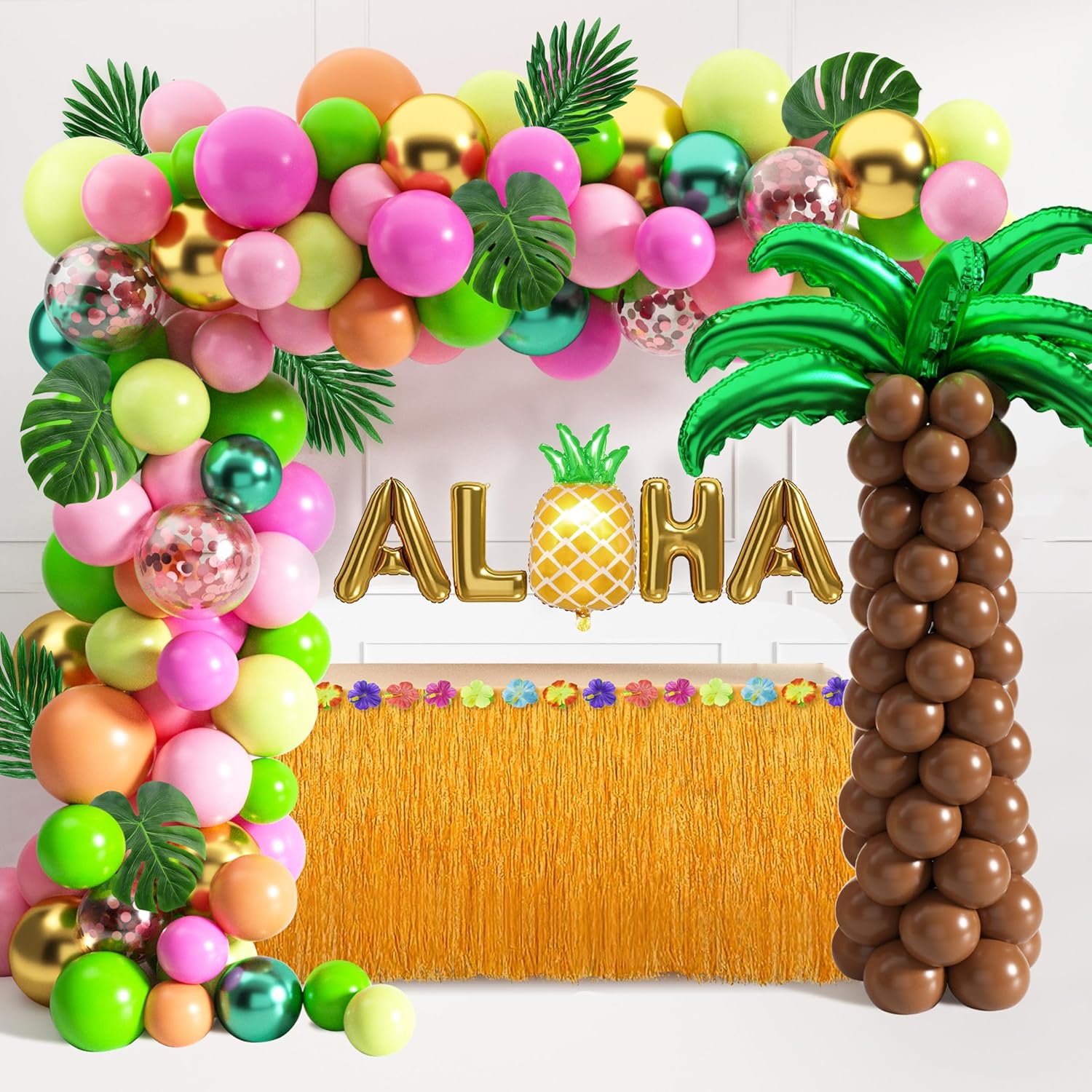 Tropical Luau Balloons Arch Garland Kit for Hawaiian Parties