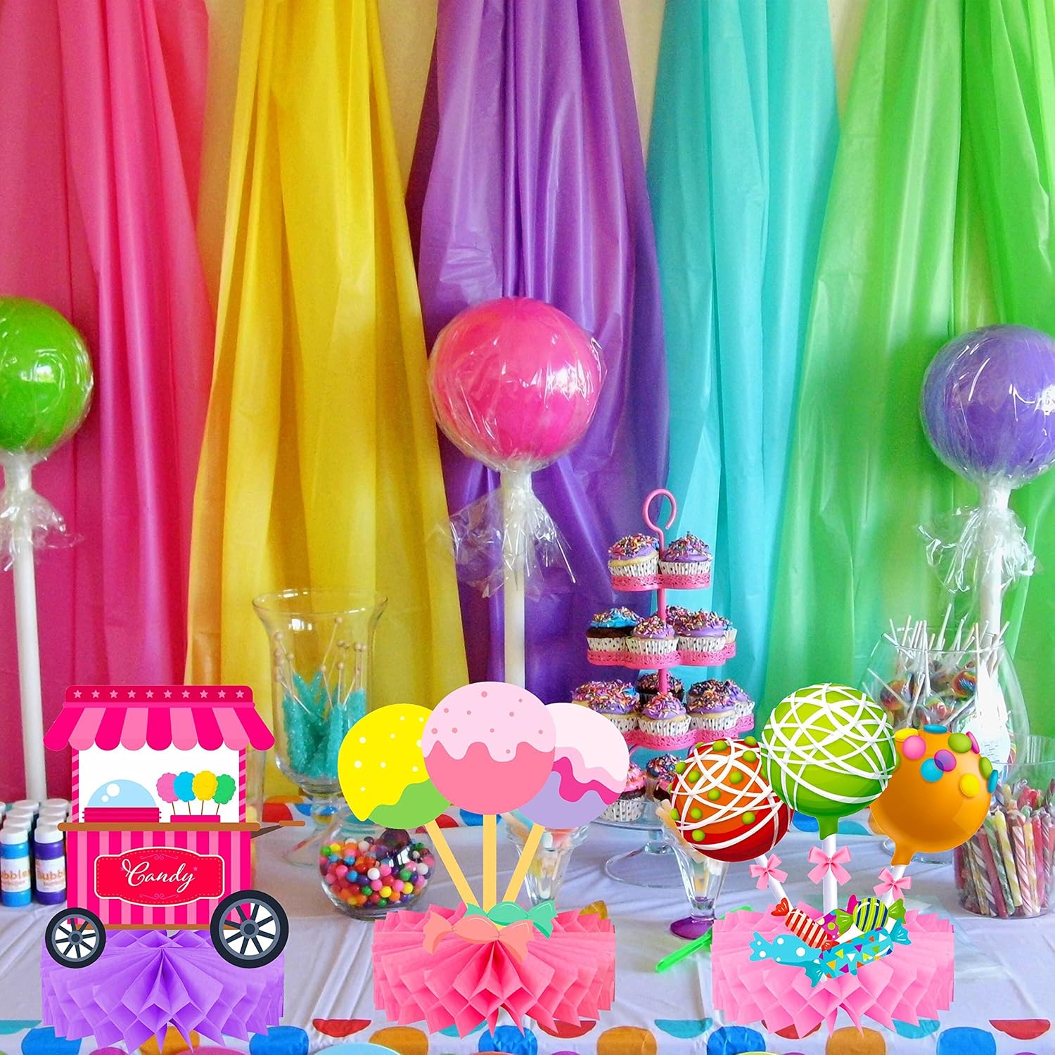 Candyland Party Table Honeycomb Centerpieces 9pcs
