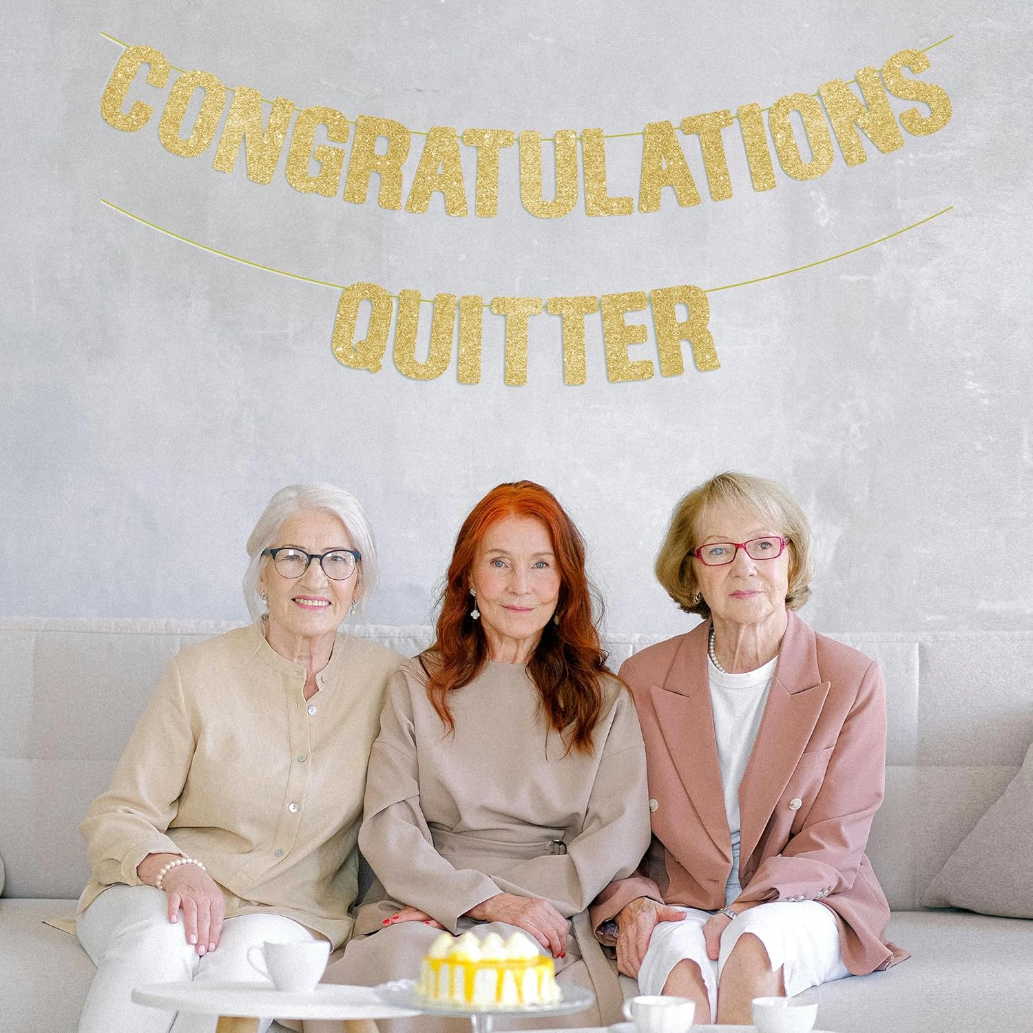 Pre Strung Congratulations Quitter Banner - Gold Glitter