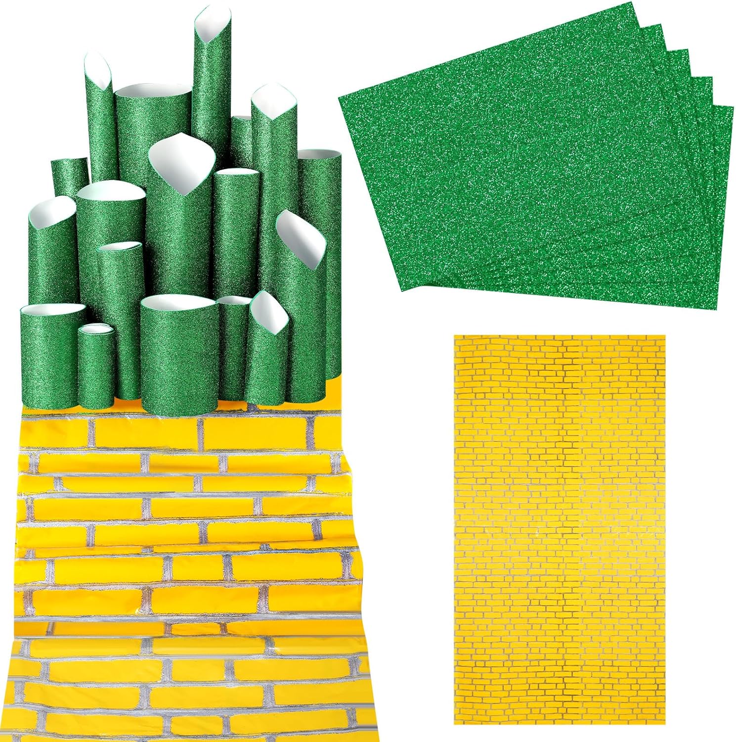 6 Pcs Wizard Party Decorations DIY Green Castle Backdrop