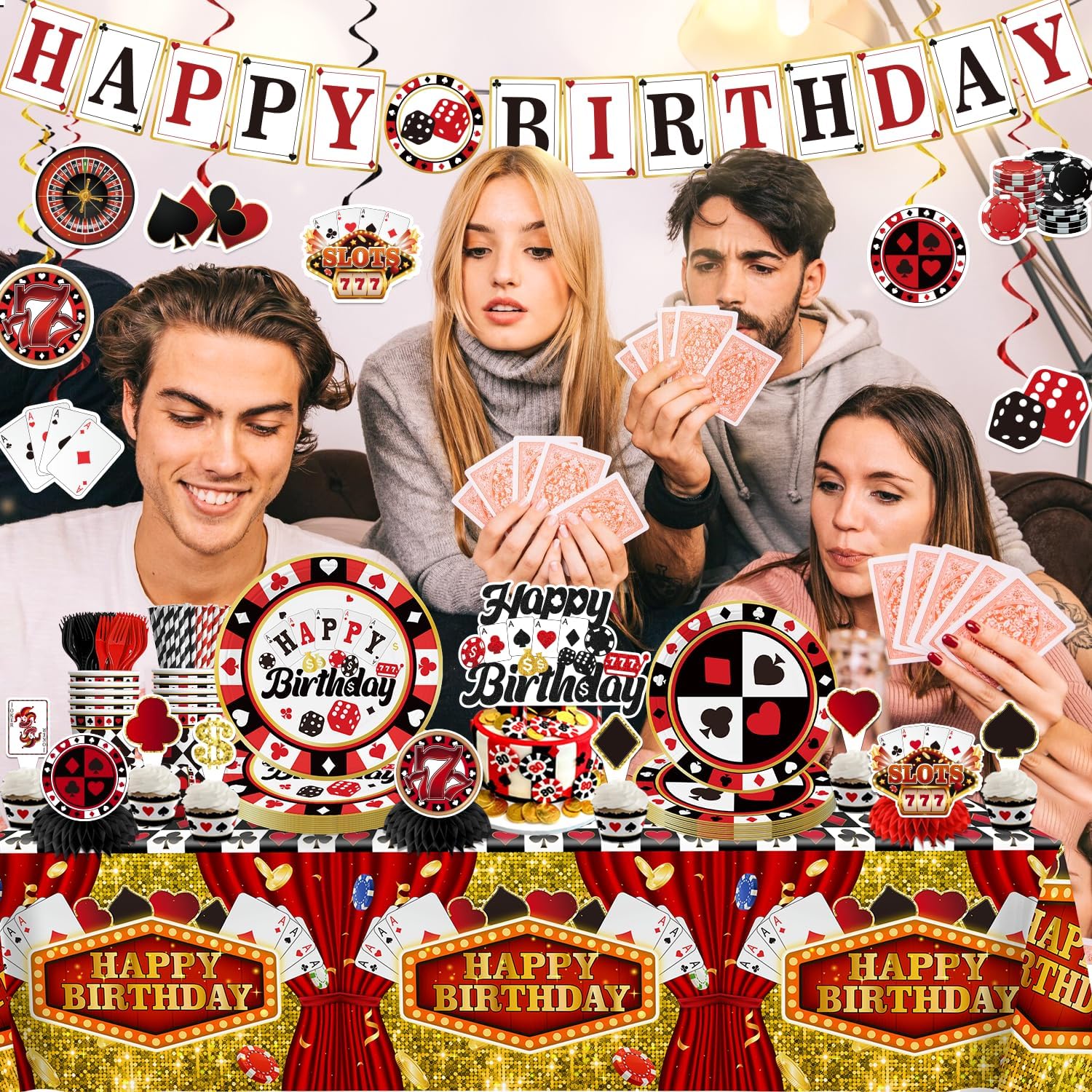 176pcs Casino Party Decorations Set for Birthday Poker Night