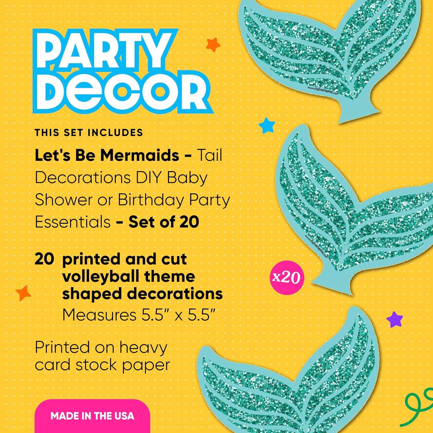 Big Dot of Happiness Mermaid Tail Decorations Set of 20