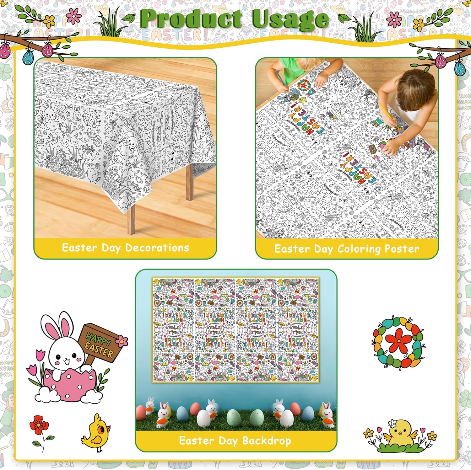 OHOME Easter Coloring Tablecloth 54x88 Inches