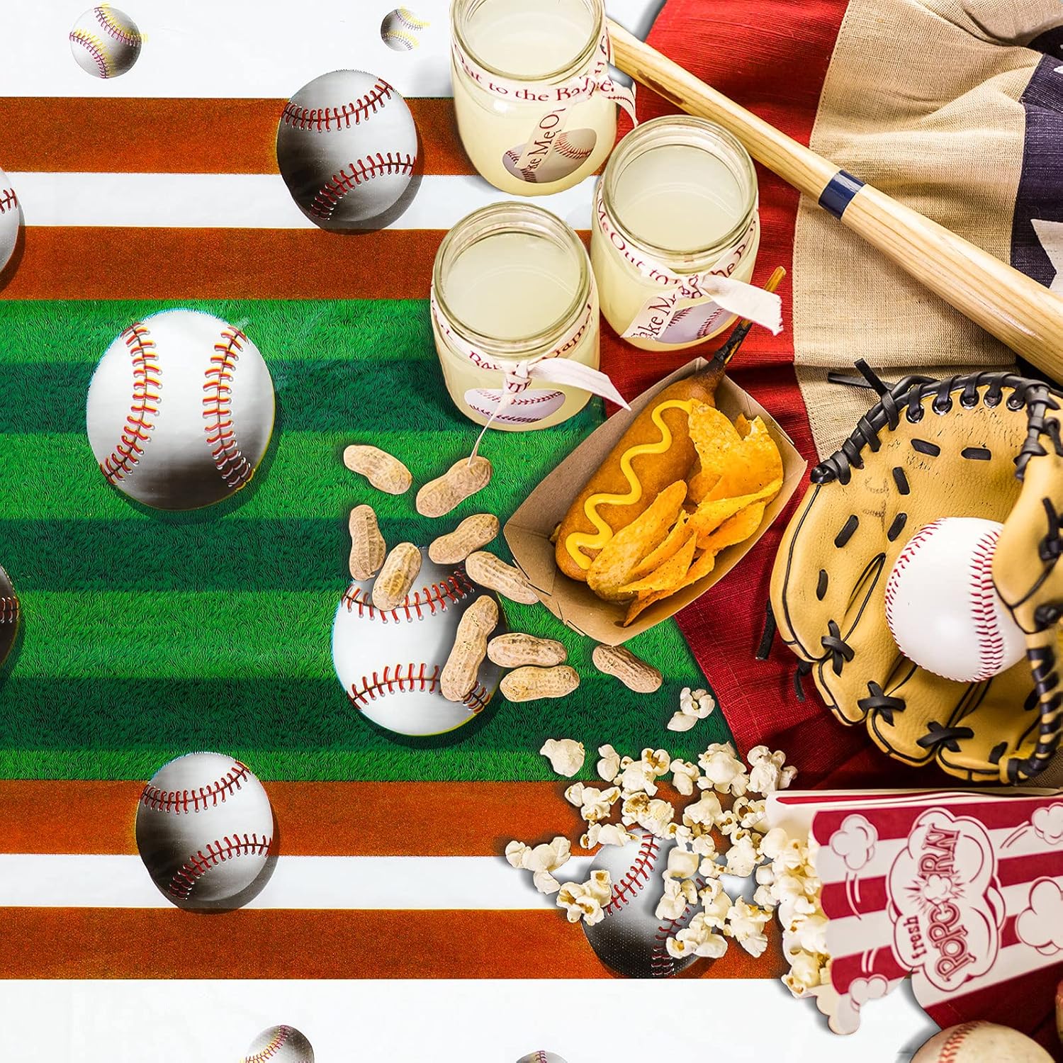 2 Piece 108 x 54 Inch Baseball Table Covers for Parties