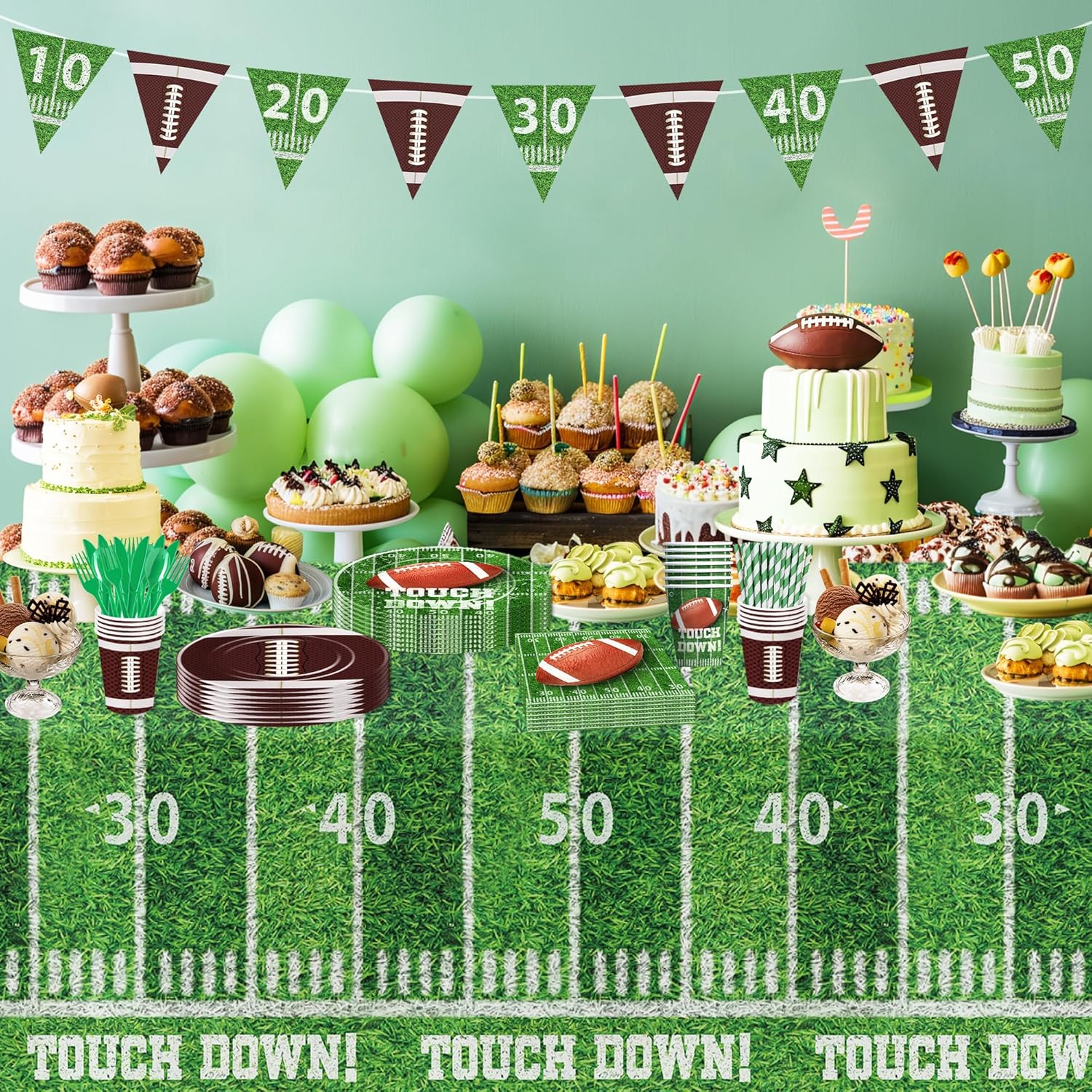 3 Pack Football Party Decorations Tablecloth