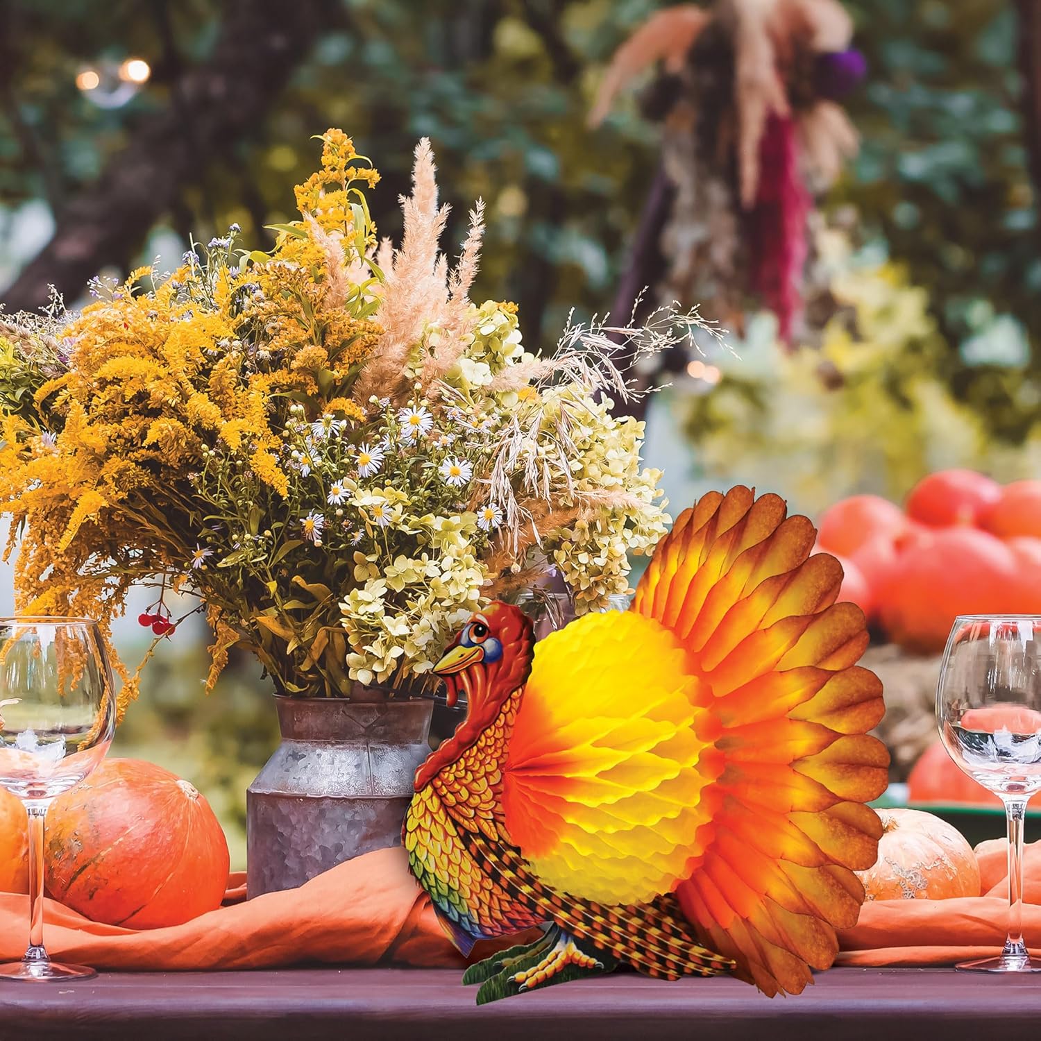 Beistle Colorful Tissue Turkey Centerpiece Set of 2