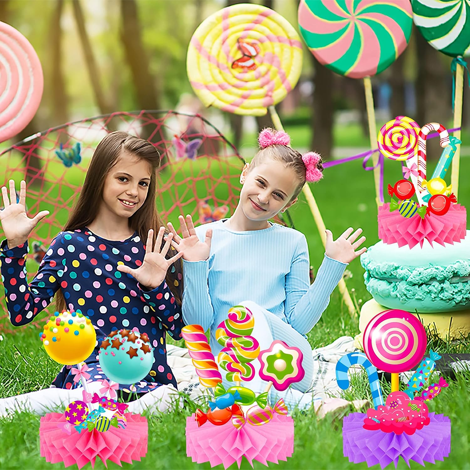 Candyland Party Table Honeycomb Centerpieces 9pcs