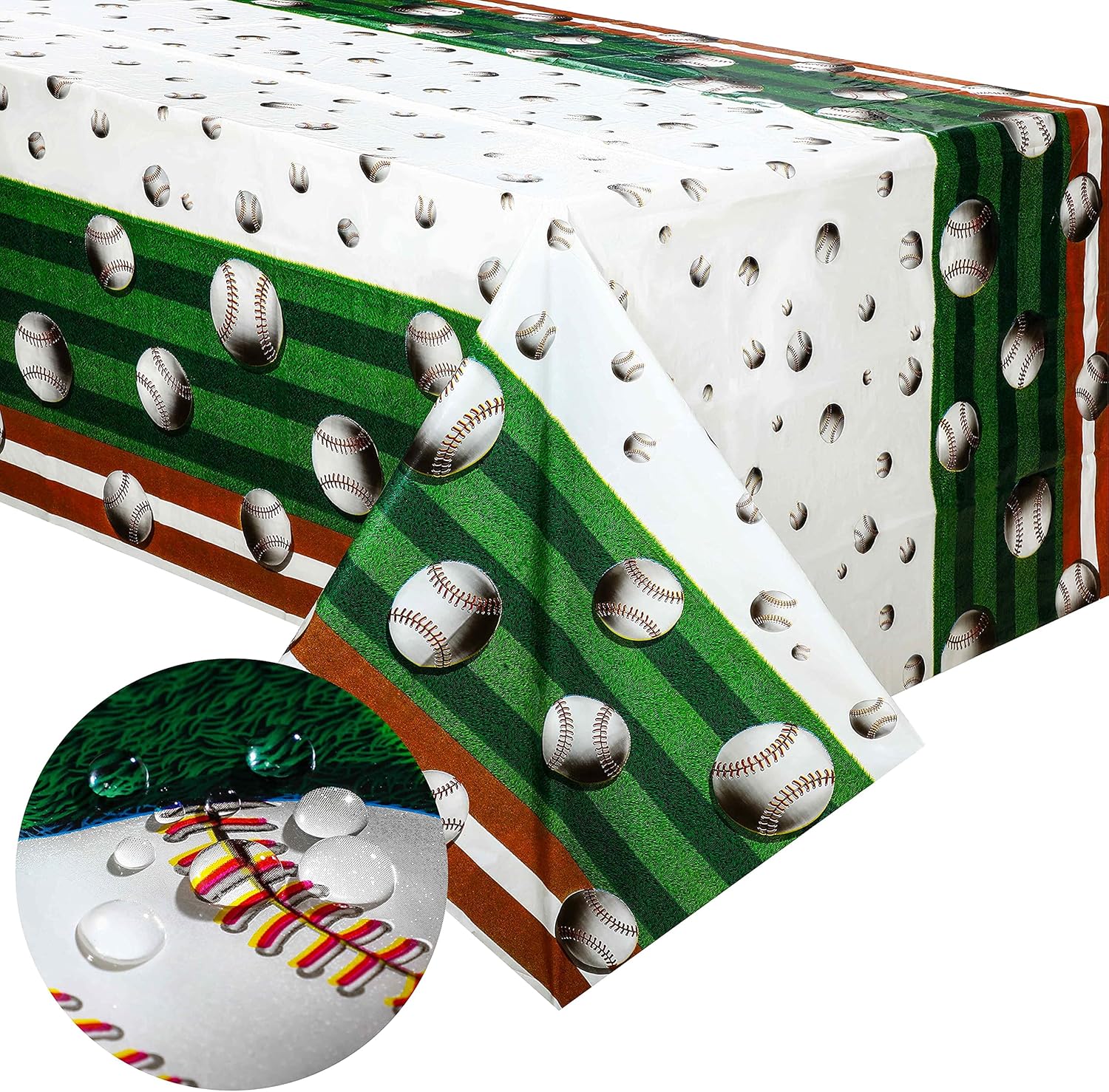 2 Piece 108 x 54 Inch Baseball Table Covers for Parties