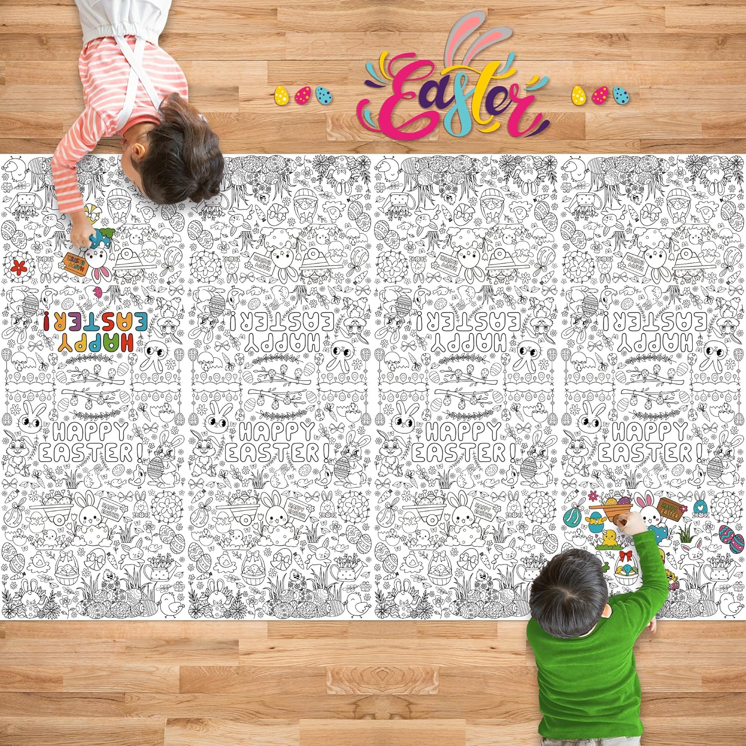 OHOME Easter Coloring Tablecloth 54x88 Inches