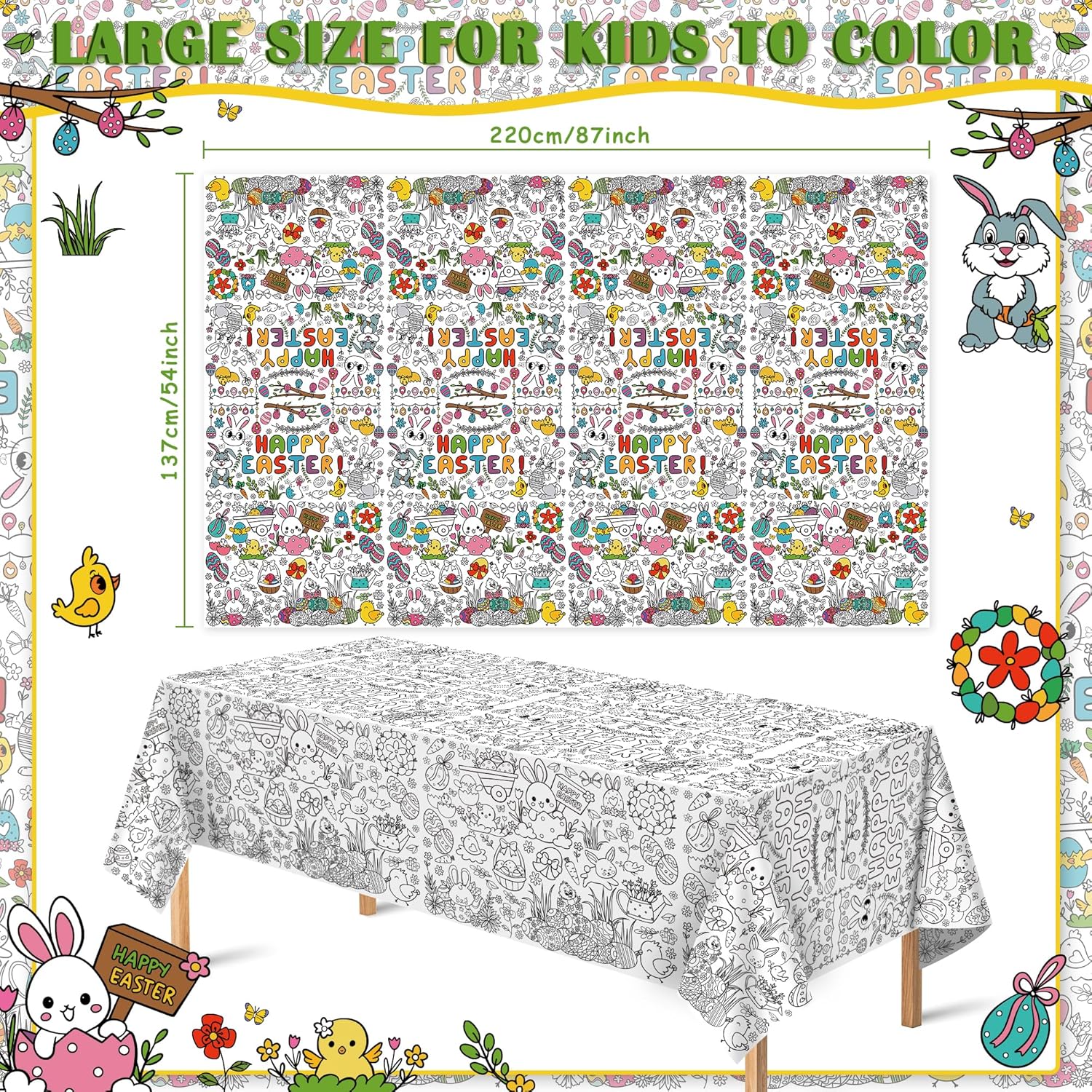 OHOME Easter Coloring Tablecloth 54x88 Inches