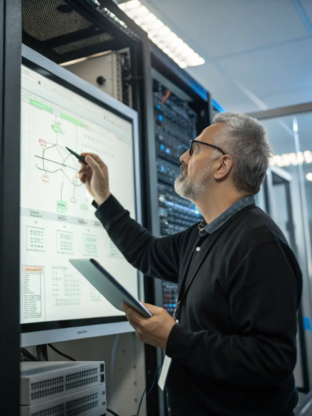 An image of a cybersecurity expert analyzing network traffic for potential threats and vulnerabilities.